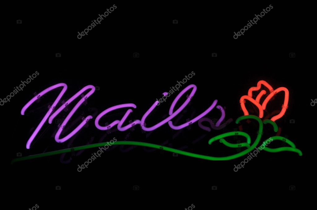 Red Neon Nails Nails Red Rose Neon Sign Stock Photo C Slickspics