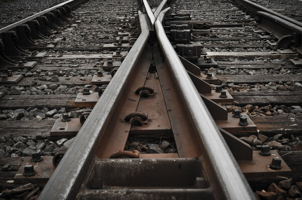 Railroad Tracks corssing and going in different directions