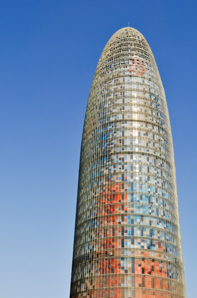 BARCELONA, SPAIN - JULY 26: Torre Agbar, Iconic business tower in Barcelona at July 26, 2010. The tower was officially opened by the King of Spain on September 16, 2005 and at a cost of 130 million euros.