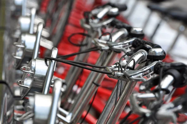 Stock image Red Bicycles in Barcelona Spain