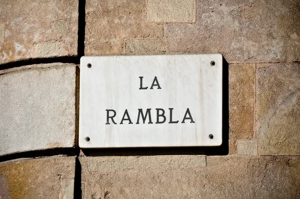 Placa de rua la rambla — Fotografia de Stock