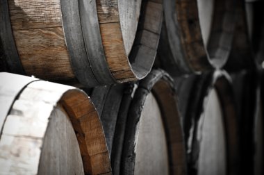 Dark Wine Barrels to store vintage wine clipart