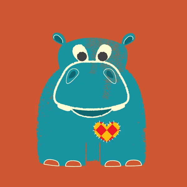 Saint Valentin Letterpress Hippo — Image vectorielle