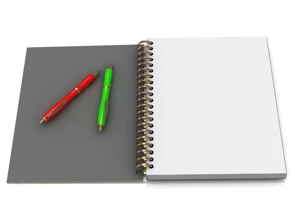 Notebook s spirála a dvěma úchyty — Stock fotografie
