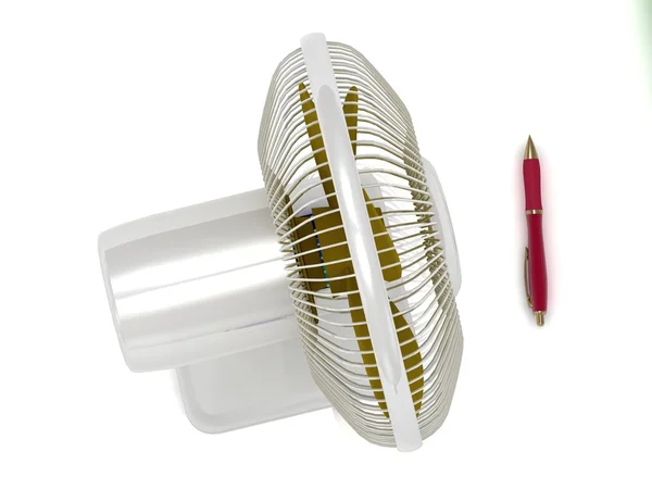 Ilustrace stolní ventilátor a červené pero — Stock fotografie