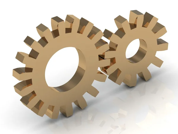 Two gold gears — Stock Photo, Image