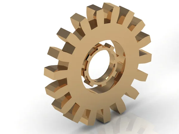 Illustration of golden gear inside the other — Stock Photo, Image