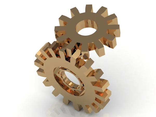 Mechanism of the golden gears — Stock Photo, Image