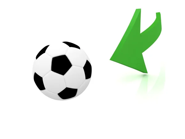 Kierunek uderzenia piłki w piłce nożnej — Zdjęcie stockowe