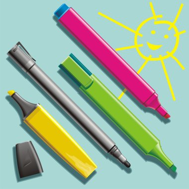 Felt pens and marers clipart