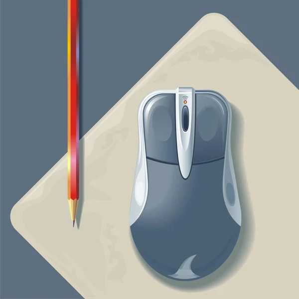 Souris et crayon — Image vectorielle