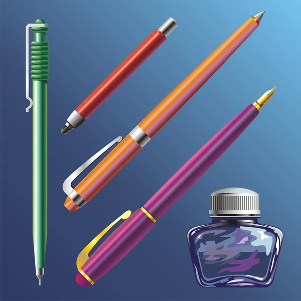 Ручка и чернильница — стоковый вектор