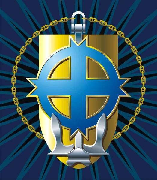 Marinblå emblem. Stockvektor