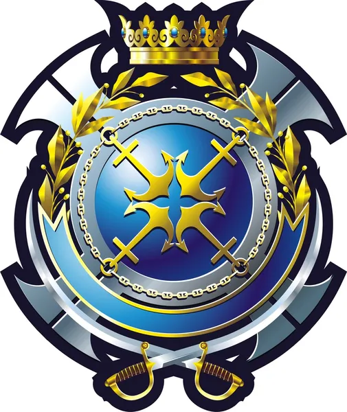 Marin stil emblem Royaltyfria illustrationer