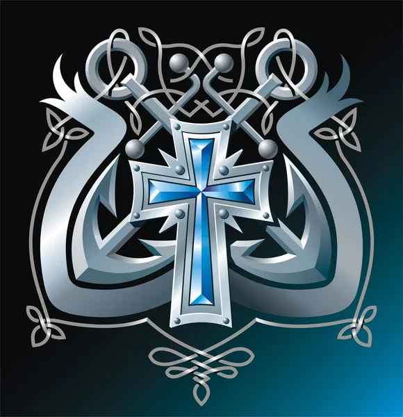 Ancres, croix et ruban — Image vectorielle