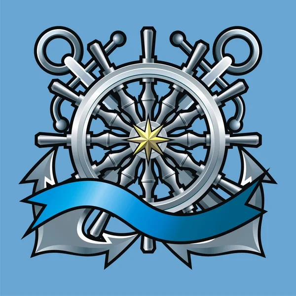 Emblema con anclas — Archivo Imágenes Vectoriales
