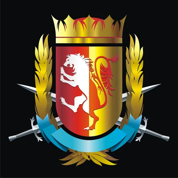 Badge met leeuw — Stockvector