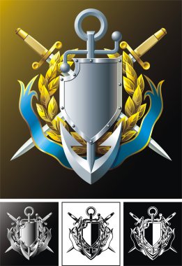 Anchor, dirks, badge and ribbon clipart