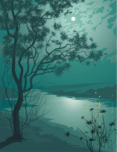 Moonlight night — Stock Vector