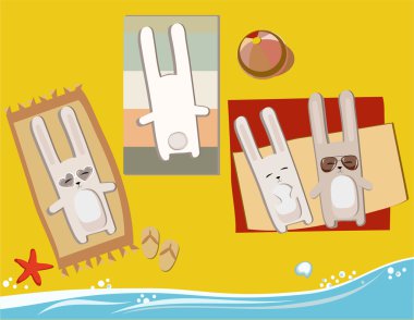 Rabbits on the beach clipart