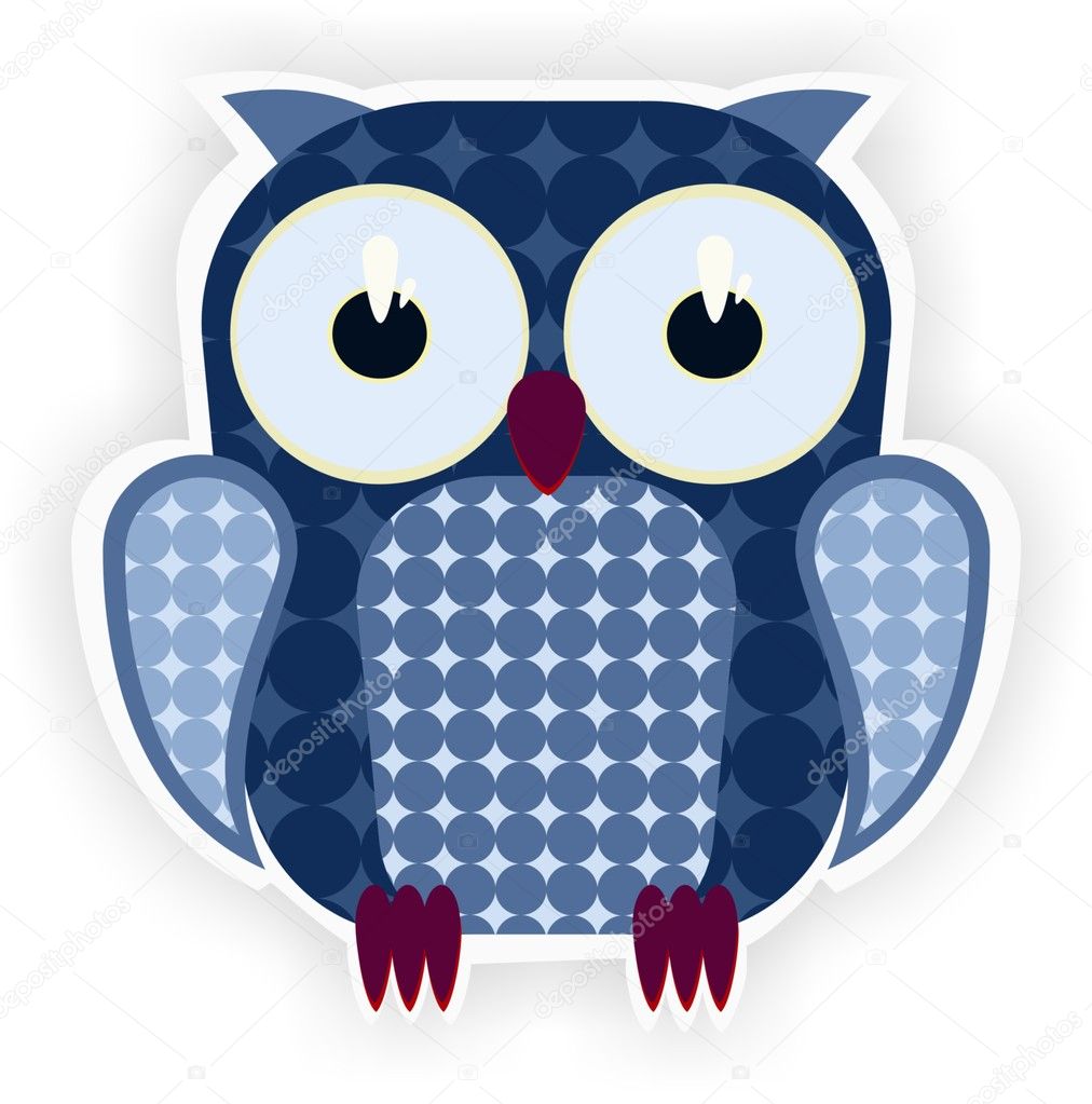 Cartoon blue owl.