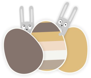 Easter Bunnies with Colored Eggs clipart