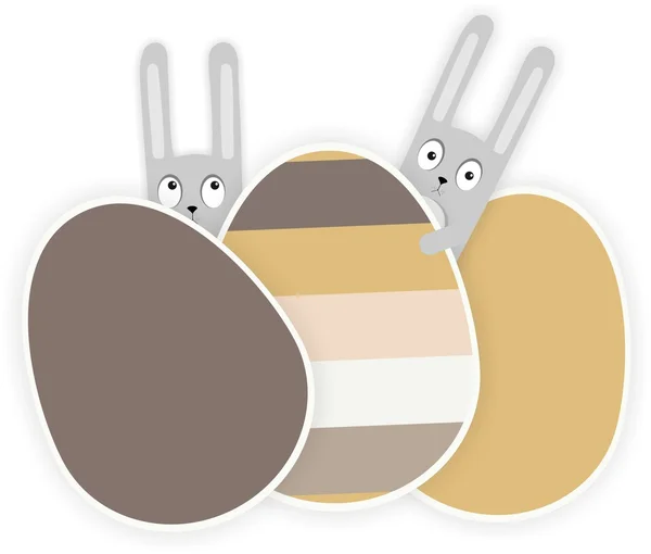 Pasen konijnen met gekleurde eieren — Stockvector