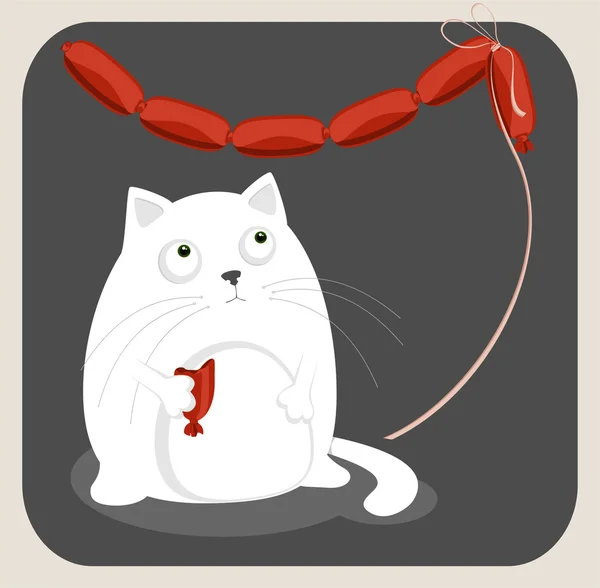 แมวกับไส้กรอก — ภาพเวกเตอร์สต็อก