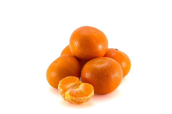 Conjunto de frutos de tangerina com cunha — Fotografia de Stock