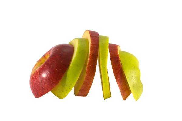 Sliced apple standing like domino — Stock Photo, Image