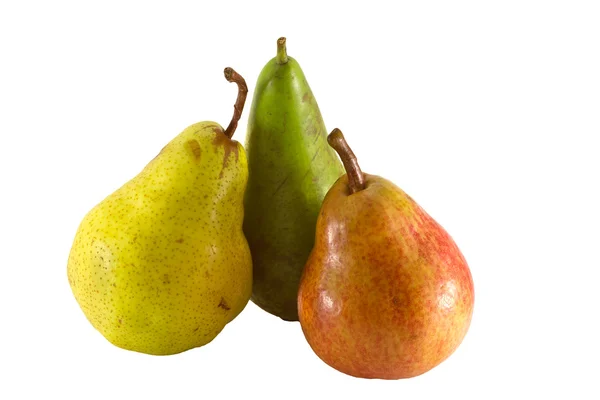 Red green and yellow pears isolated on white — Stock Photo, Image