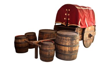 Cart with barrels clipart