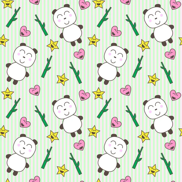 Kawaii background with cute pandas — Stock Vector