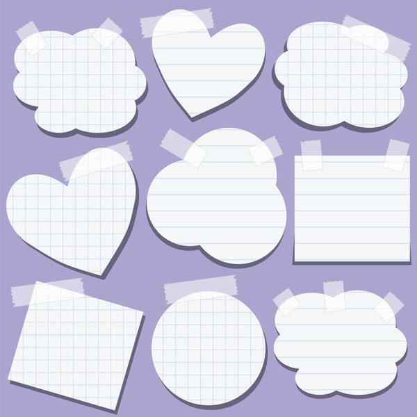 Set of paper stickers with tape