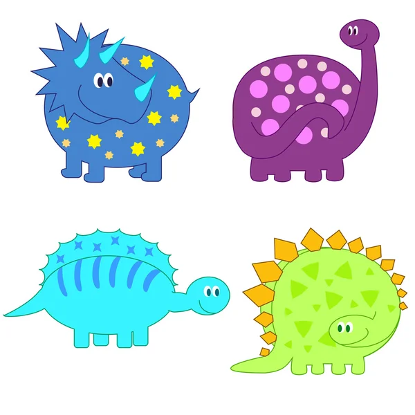 Set of cute funny Dinosaurs — Stock Vector