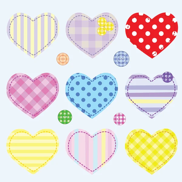 Set hearts and buttons — Stock Vector