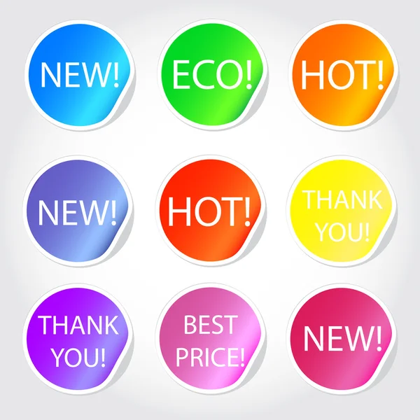 Icônes web collantes colorées — Image vectorielle