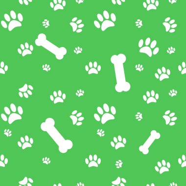 Background with dog paw print and bone clipart