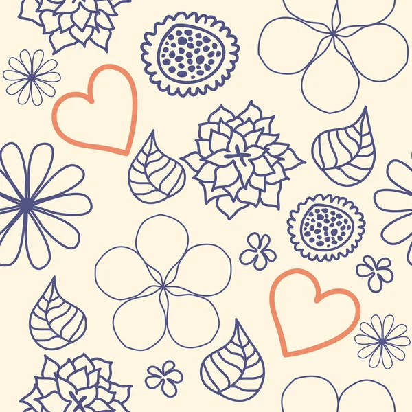 Bloemen naadloos patroon in retro stijl — Stockvector