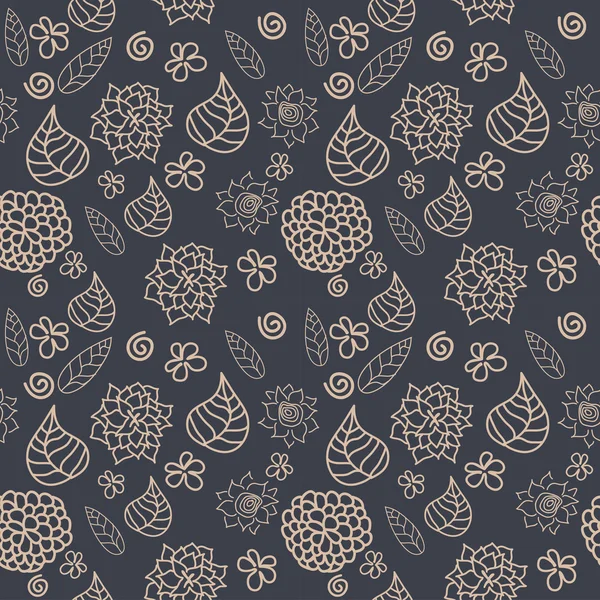 Seamless pattern branches with leaves and flowers — Stok Vektör