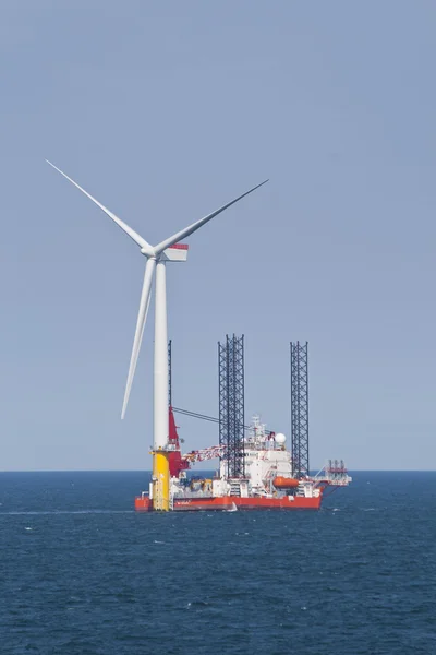Windturbine in aanbouw Stockfoto