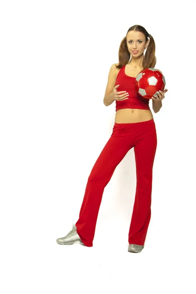 stock image Girl in a red track suit