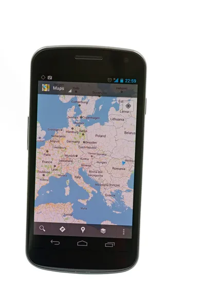Google mapy na podstawie Android — Zdjęcie stockowe