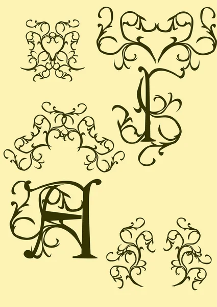 Monogram, retro tvarů, dekorativní prvky, vzory — Stockový vektor
