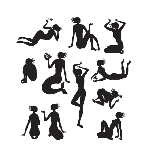 Silhouettes of women — Stock Vector