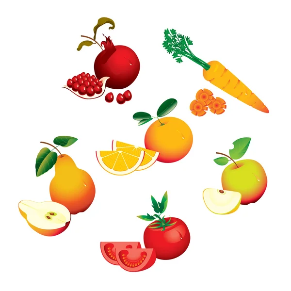 Set of fruits vegetables — Stock Vector