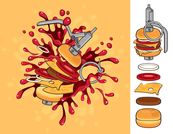 Cheeseburger flavor grenade — Stock Vector