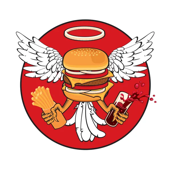 Cheeseburger aux ailes — Image vectorielle