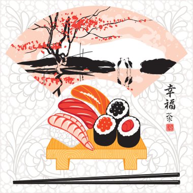 Sushi herons clipart