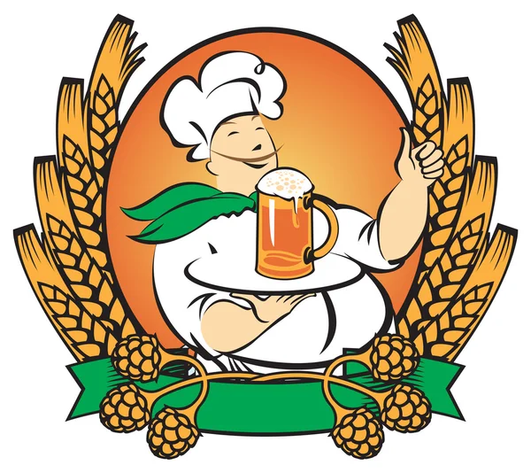 Bir bardak bira ile garson — Stok Vektör
